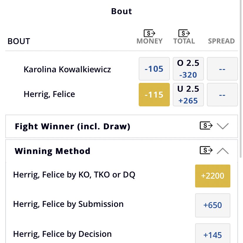 🚨🚨🚨OFFICIAL PICK 🚨🚨🚨
#DieHardPicks #UFCVegas56 

Felice Herrig -115 1.15u 
KO +2200 0.25u 

I’m so sorry…..