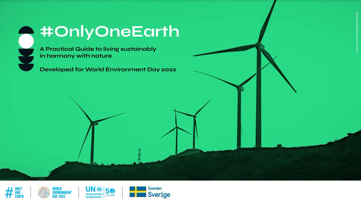 Tomorrow is #WorldEnvironmentDay 🌎
Make #sustainable living the default option. 

<a href="/UNEP/">UN Environment Programme</a>'s #OnlyOneEarth Practical Guide outlines the actions you can take.
➡️ buff.ly/3Gn82Nk