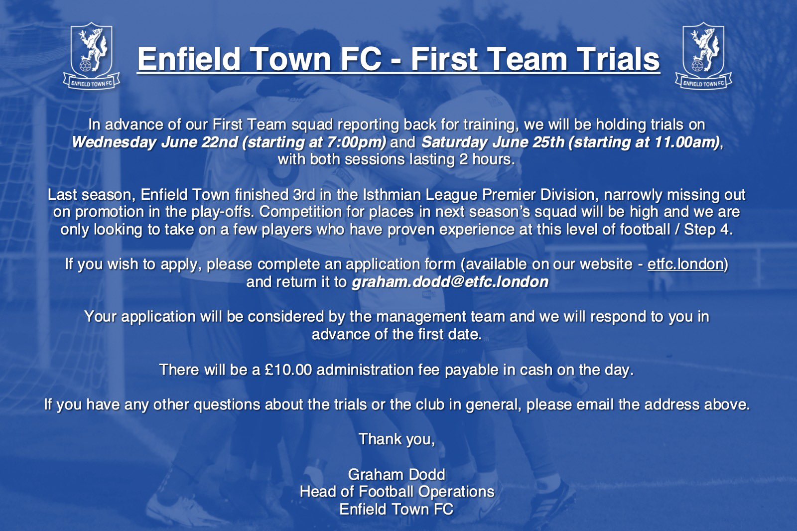 Enfield Town FC on Twitter "ARE YOU THE NEXT PRO FOOTBALLER TO COME OUT OF ENFIELD TOWN FC? Ex