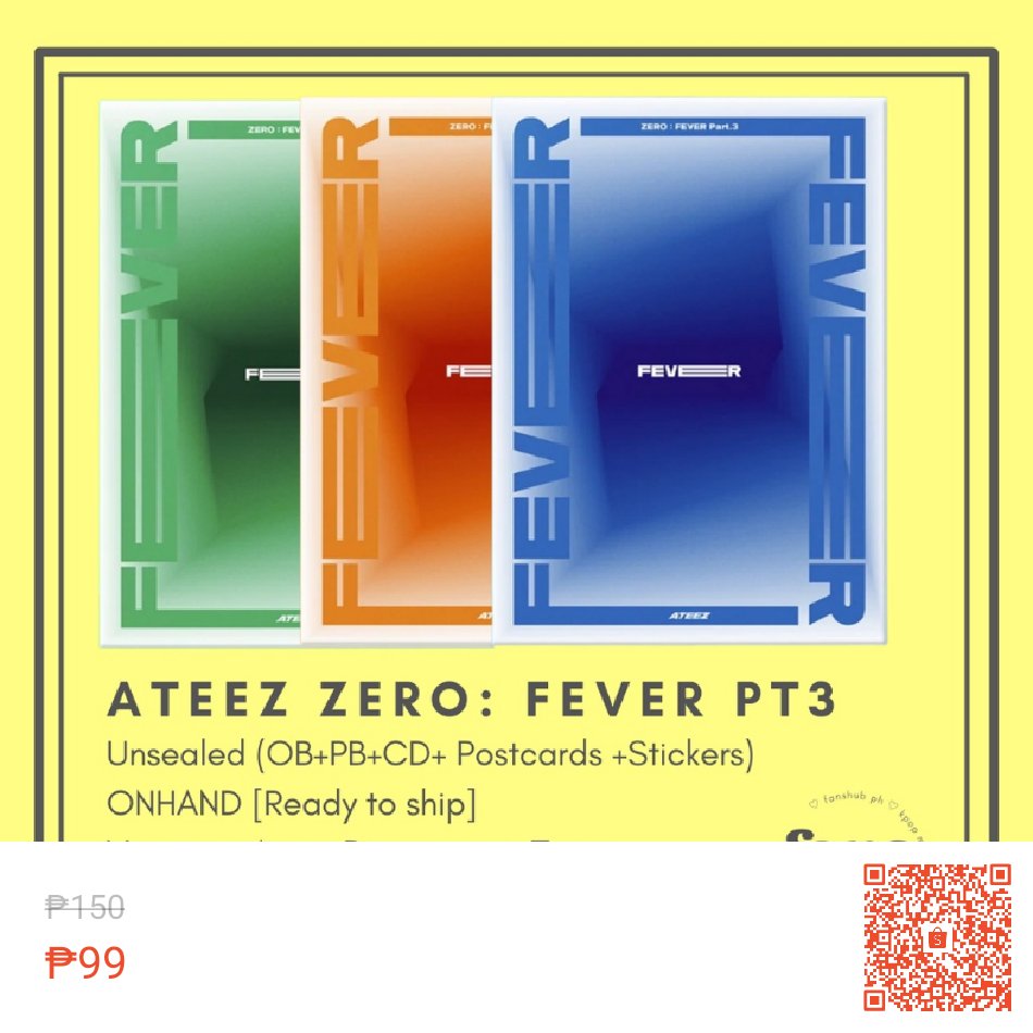 fanshubph's tweet photo. Check out [ONHAND | COD | UNSEALED] ATEEZ 7th Mini Album - Zero : Fever Part 3 UNSEALED ALBUM at 34% off! ₱99 only. Get it on Shopee now! https://t.co/WRrC3RxpJS https://t.co/XrUSqbZD3M