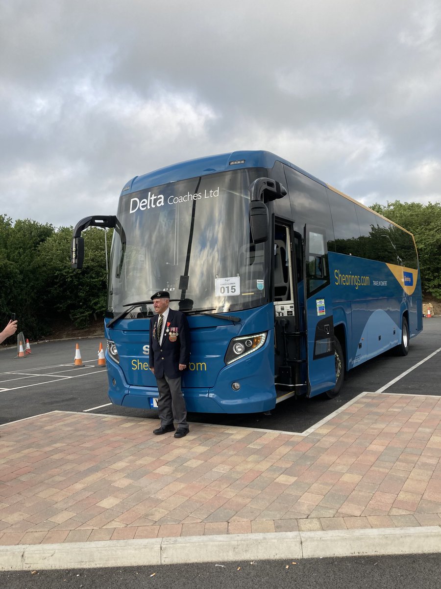 NickBeilby1's tweet photo. York Normandy Veterans and friends on their way to Normandy for the 78th anniversary of the Normandy Campaign and D Day led by our talisman Green Howard Veteran Ken Cooke (96) https://t.co/QvVOWQCCnB