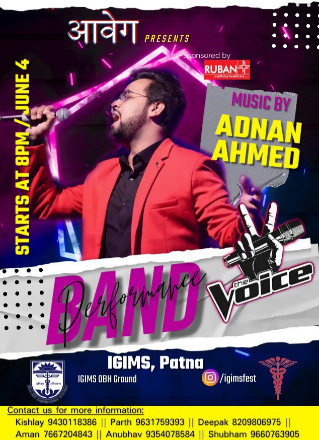 #Aavheg #IGIMS #SummerFest #CulturalNight #AdnanAhmed So, For the second day of aavheg, we are having a great performance by the one and only "Adnan Ahmed" of the Voice India. Come and Enjoy peeps. For passes contact the numbers in the post.