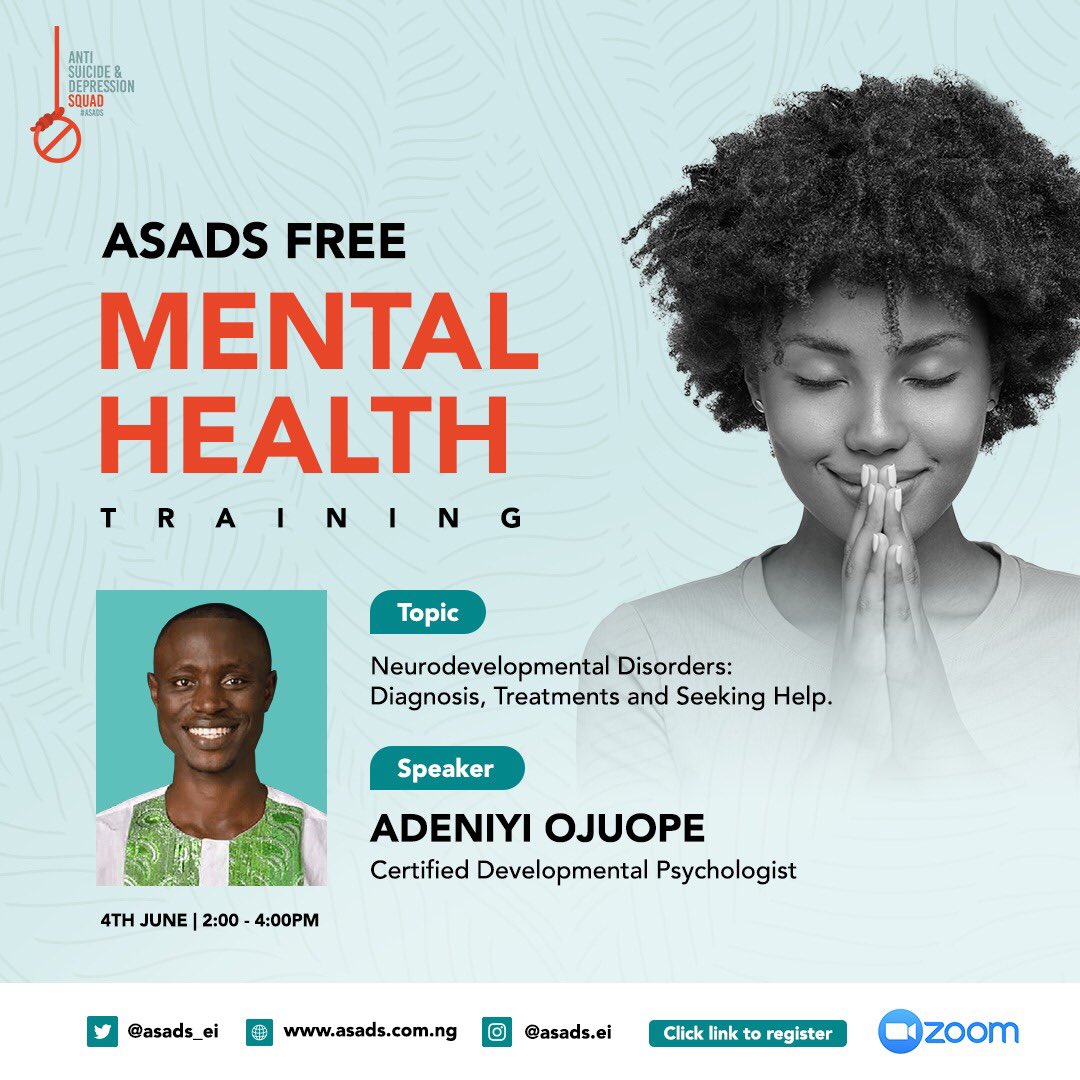 See you all by 2pm WAT on Zoom via the link in your email 📧. 

Let us get ready to learn and connect with people. 

Let’s find out a few things about our Brain and their functions. 

Tell someone to tell someone. 

We would be going live on YouTube as well. 

#Mentalhealth