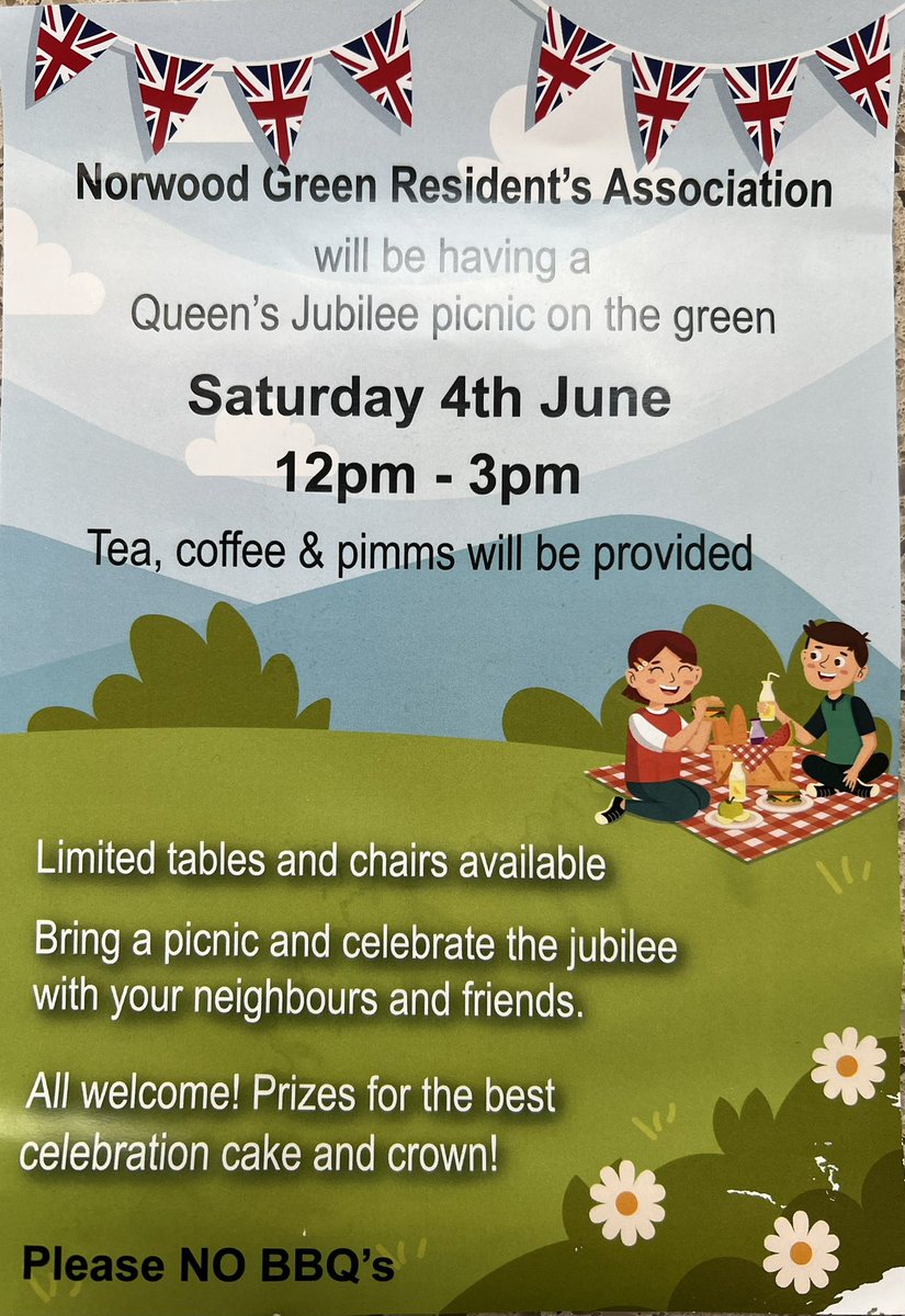 JM4NorwoodGreen's tweet photo. Looking forward to #queensplatinumjubilee picnic on #NorwoodGreen Everyone welcome. #HM70 #community #communitysprit #southall #PlatinumJubilee #ealingjubilee https://t.co/dau4ZT7NzL