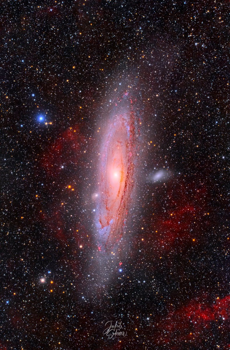 JkbSahner's tweet image. It&apos;s re-edit time once again!
Since the nights here are &quot;almost&quot; as short as they possibly get and the weather not being very nice to us as usual I had to reprocess some of my old stuff...
This time its my 33hr integration of M31 with all the surrounding H-Alpha clouds :)