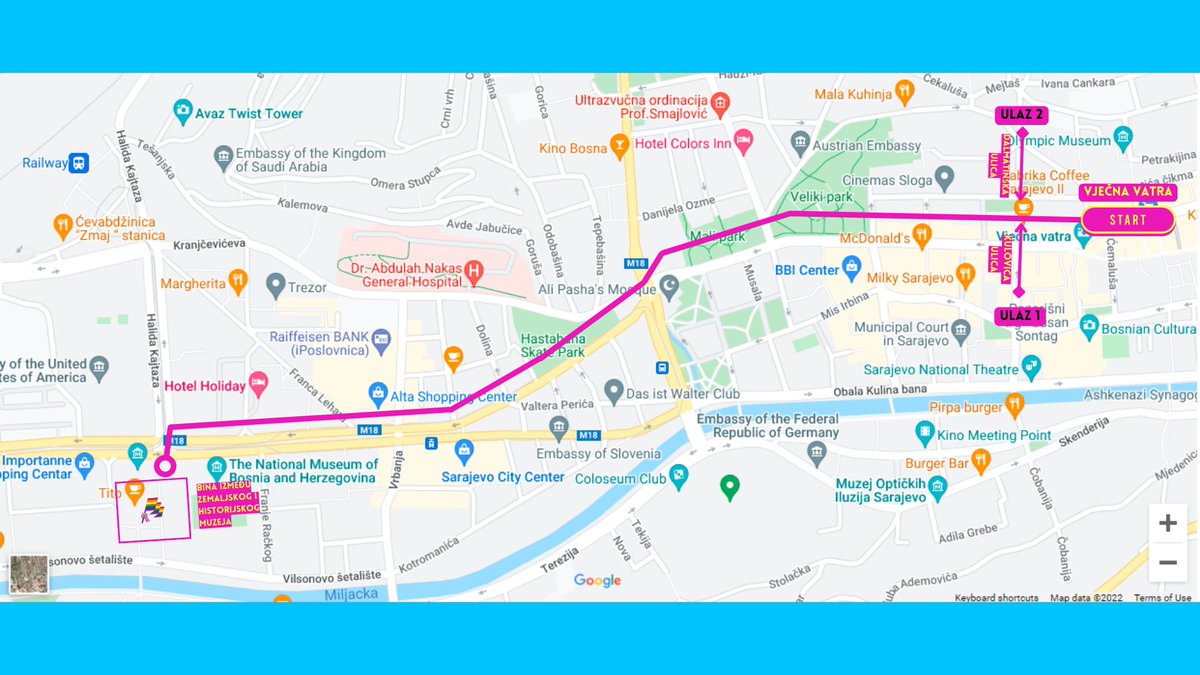 🏳️‍🌈🏳️‍⚧️ Ponosno vam predstavljamo ovogodišnju rutu kretanja Bh. povorke ponosa. 🏳️‍🌈🏳️‍⚧️
🏳️‍🌈 Marširamo 25. juna  2022. godine po treći put! 
Okupljamo se od 15 do 17h, a marširamo od 17h. 🏳️‍🌈
Uskoro donosimo i više informacija o povorci i programu. 
#bhpovorkaponosa  #porodičnookupljanje