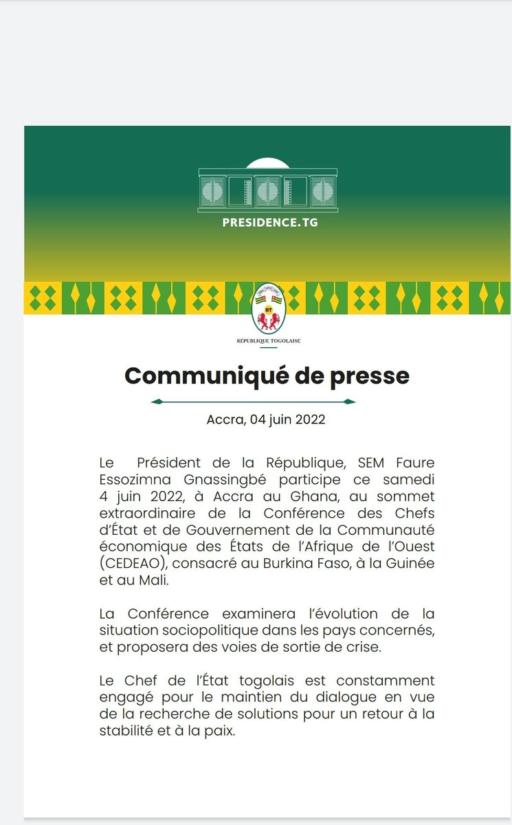 Présidence Togolaise/Togolese Presidency tweet media