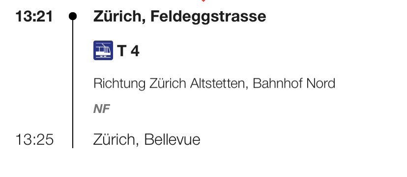 pamattle's tweet photo. @RailService @zvv_contact die Kommunikation von NF Verbindungen ist regelmässig inkorrekt. Ein Beispiel: 13.21 Tram 4 war nicht NF und es steht aber. Wieso sind die Angaben regelmässig falsch? Wo gibt es verlässliche Informationen? #servicefail #rollstuhlgängig #inclusionmatters https://t.co/ugBmjqESFP
