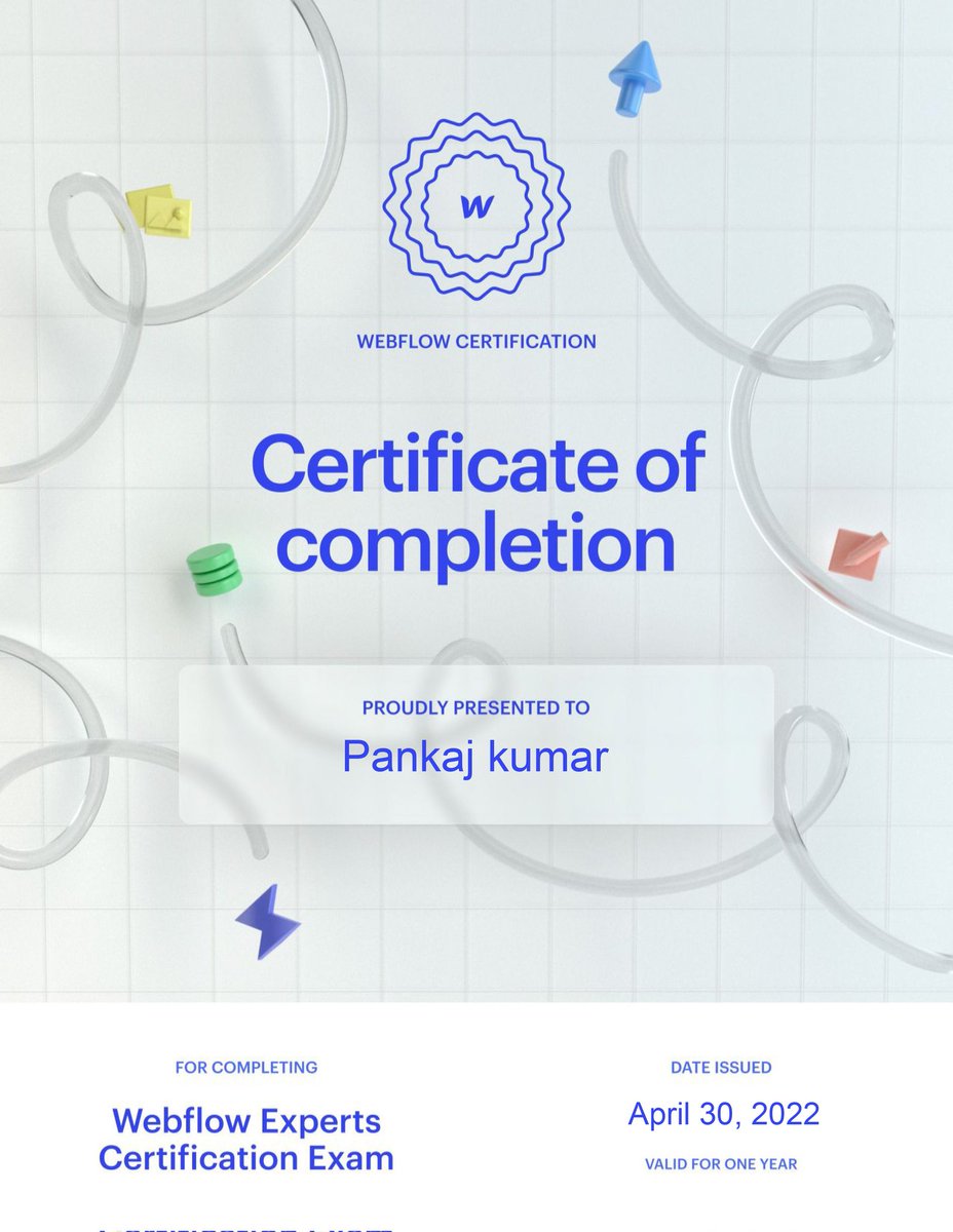 PankajdevWeb's tweet image. Hi everyone !
I have successfully cleared the Webflow Expert Certification Exam. It was definitely a challenge to achieve all those different milestones set by Webflow but I am happy how things turned out positive.
pankaj.design
#nocode #webflowexpert