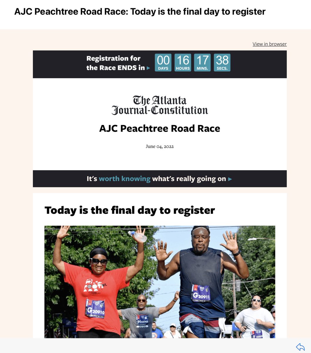 DocKevinElder's tweet image. Looks like we will be in Georgia until the 3rd week in July, so should I sign up for one more @ajcprr Peachtree 10K by midnight? I mean after completing the 5K #RunData at #Data22 in Las Vegas Dry Heat why not? 😂😰