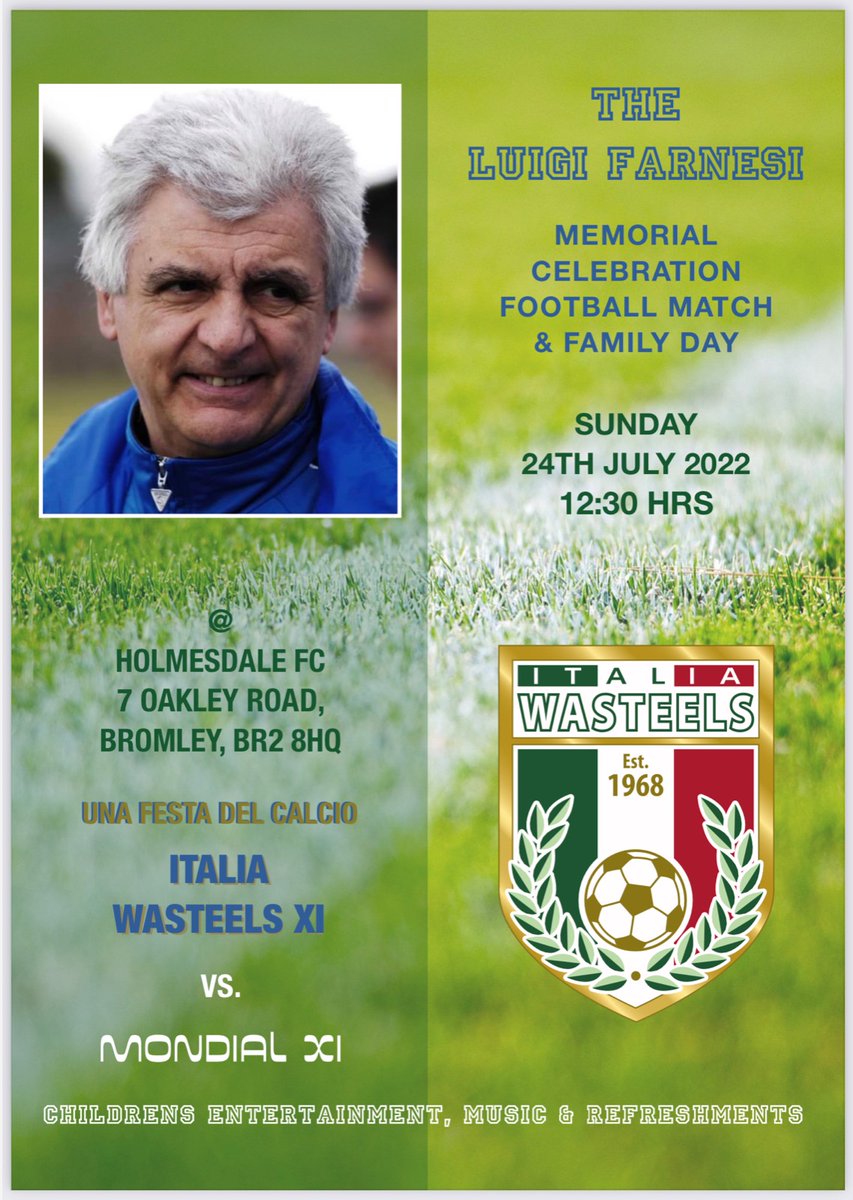 To celebrate the life of the Founder and President of this great club we are organising a special event on Sunday 24th July 2022. Come and join us to honour the memory of a legend, Luigi Farnesi. <a href="/MondialfcG/">MONDIAL FOOTBALL CLUB</a>