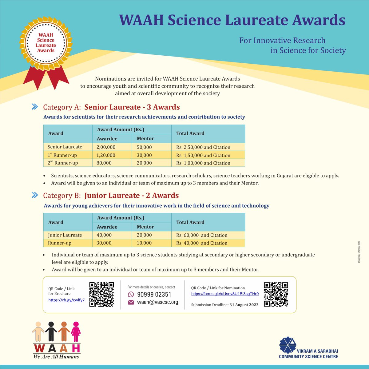 vascsc's tweet photo. WAAH & VASCSC have #collaborated to #promoteresearch in #ScienceforSociety.
#Nominations invited for the WAAH #ScienceLaureateAwards to #encourage #youth and the #scientificcommunity to give #recognition for their #research https://t.co/9Li3K3pYMC