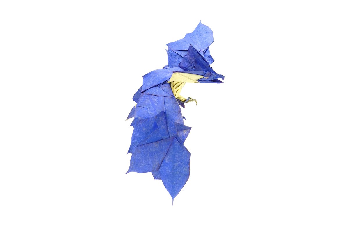 Fluoro_Origami's tweet photo. レイギエナ　Legiana
不切正方形一枚
モンスターハンターより

展開図を畳んだときの面の出方にこだわりました
#折り紙　#モンハン　#MHWI https://t.co/t3wngDwn72