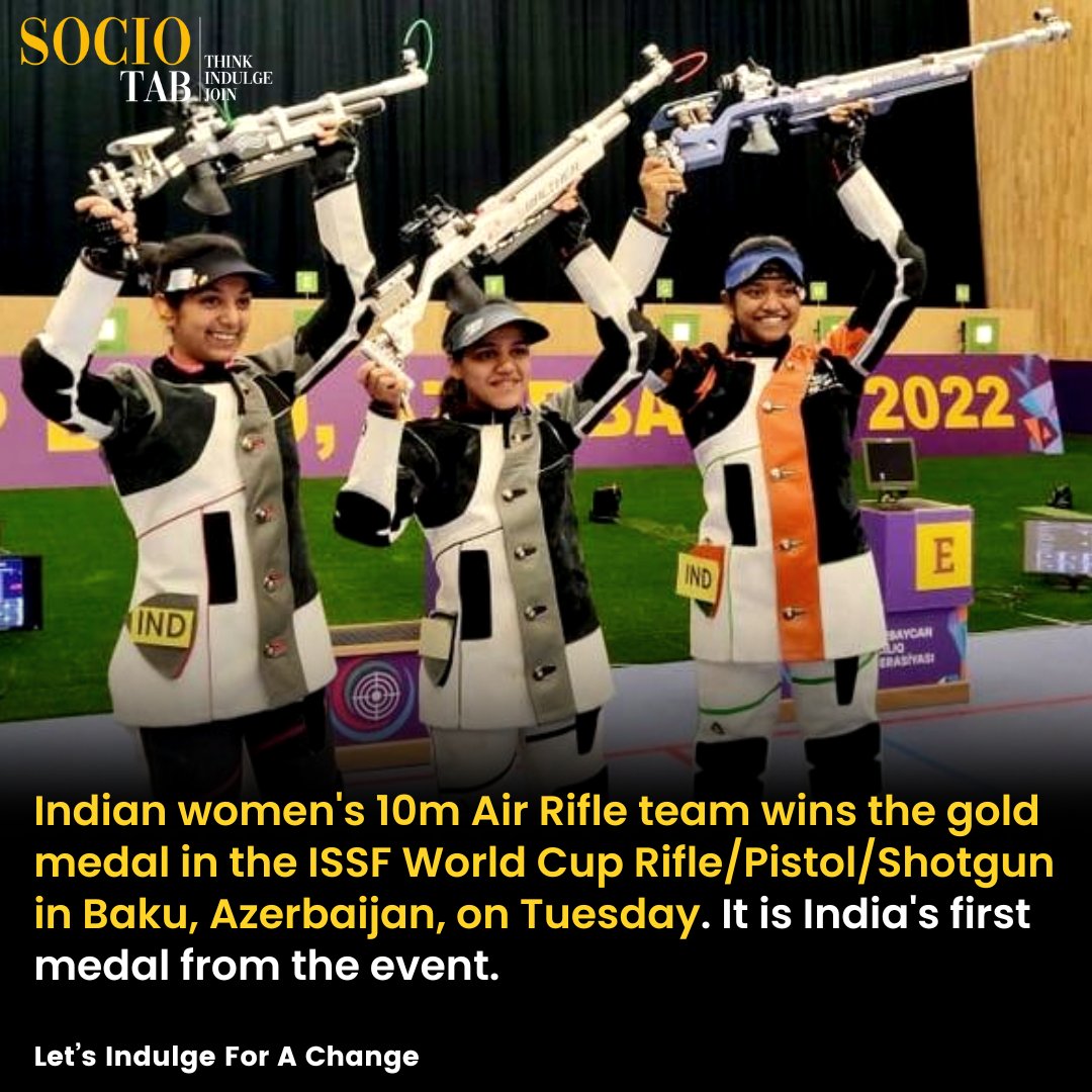 socio_tab's tweet photo. Making India proud- Indian women's team wins gold at ISSF Shooting World Cup
For More Positive News - https://t.co/b59IYIlSZl https://t.co/mZeHUrJYtf