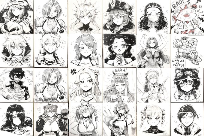 Most of the ink commissions I did for Fanime this year 