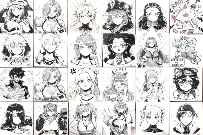Most of the ink commissions I did for Fanime this year 