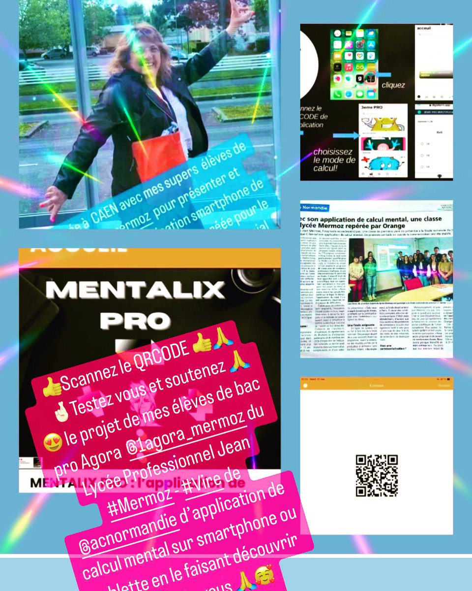 adelinelong50's tweet photo. #👍Scannez le QRCODE!🤞🏻Testez vous ! et soutenez 🙏😍 le projet de mes élèves de bac pro @1AgoraMermoz du LP @MermozLycee de @ac_normandie avec Mentalix Pro : leur application de calcul mental sur smartphone 🙏Svp faites la découvrir !🙏🥰@Fond_CGenial @Sciences_Ecole @Canope_14 https://t.co/5plPTrgcFC