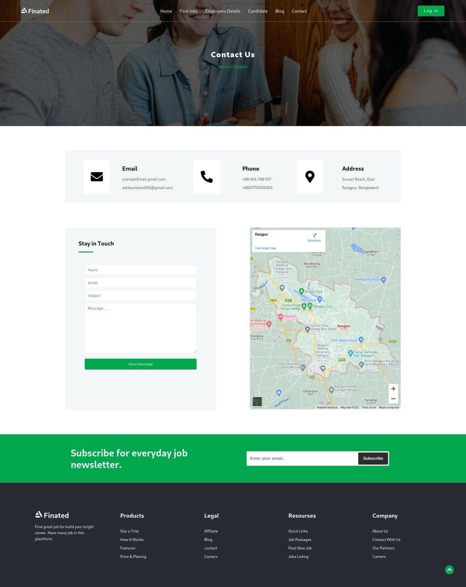 Finated is a job circular web application. It's a fully responsive and pixel-perfect web application.

It's only for front-end design.

Project Link: finated.vercel.app

#responsivewebdesign #frontenddeveloper #webdesign 
#CSS3 #SCSS #ReactJS #javascript