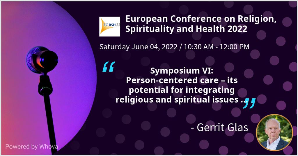 In a few minutes I am speaking at European Conference on Religion, Spirituality and Health 2022. Please check out my talk if you're attending the event!  - via #Whova event app