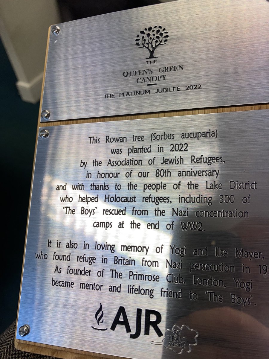 The tree was planted at a place where a boy from Lancashire made friends with a young Holocaust Survivor who had arrived as part of a group of 300 survivors. Their friendship was forged in a Lakes hospital and continues to this day nearly eighty years later.