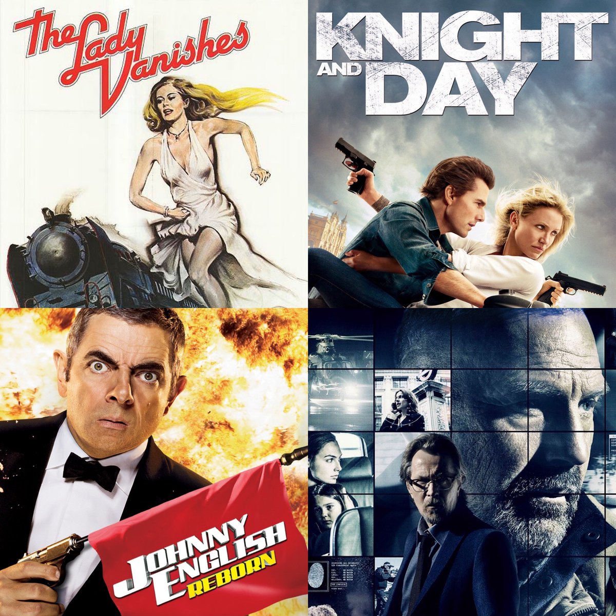 Four spy films on British TV today!

@film4
11am: Cybil Shepherd’s 1979 thriller THE LADY VANISHES

6:45pm: Tom Cruise / Cameron Diaz in 2010s KNIGHT & DAY

1:30am: Kevin Costner’s 2016 film CRIMINAL

@itv2
6:55pm: Rowan Atkinson in JOHNNY ENGLISH REBORN

Which will you watch? https://t.co/A3YGySh3As