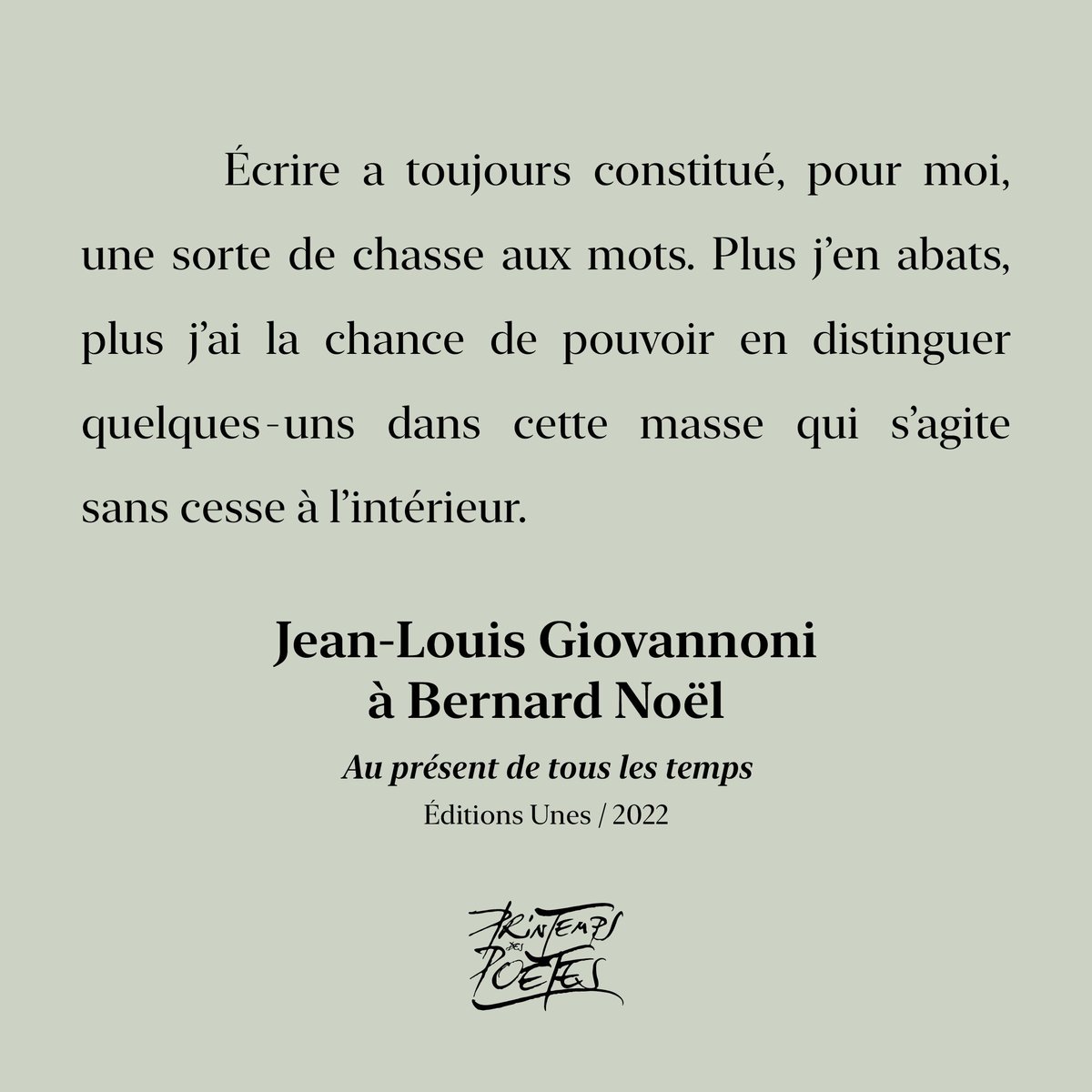 P_D_Poetes's tweet photo. Extrait de la lettre du 7 avril 1994.
Avant-propos de Nicolas Pesquès.
#bernardnoel #jeanlouisgiovannoni #aupresentdetouslestemps #editionsunes https://t.co/luYwLsEZiZ