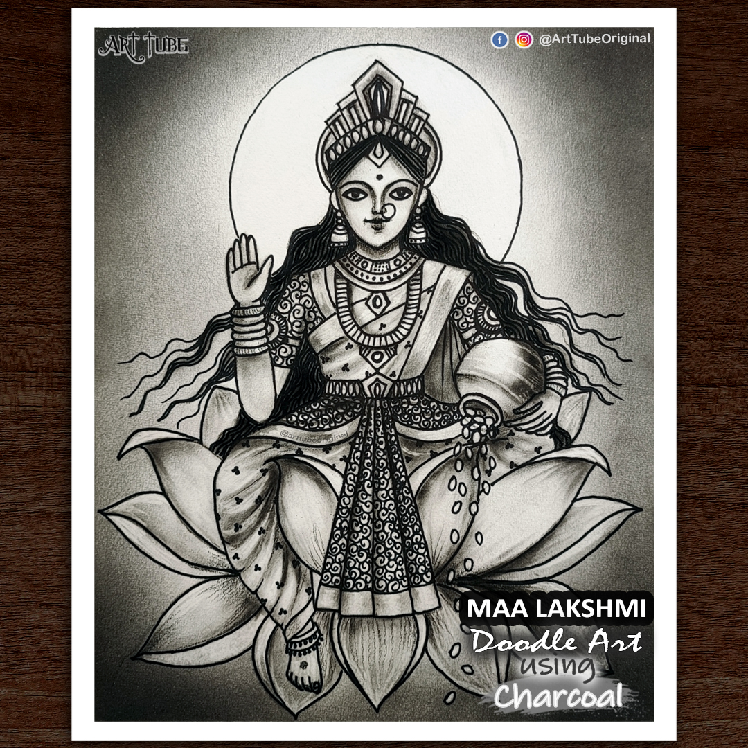 Learn How to Draw Lakshmi Mata (Hinduism) Step by Step : Drawing Tutorials  | Book art drawings, Pencil drawing images, Art drawings sketches creative
