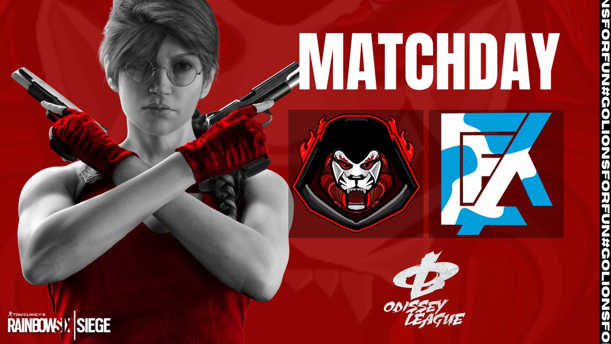 ⚔ ¡Día de partido!
🆚️ <a href="/CifixR6/">TeamCifixR6</a>
🏆 <a href="/LeagueOdissey/">Odissey League</a>
⏰ 19:00 🇪🇸, 18:00 🇮🇨
🖥 PlayStation, Rainbow Six Siege.
🦁 #GoLionsForFun 🦁