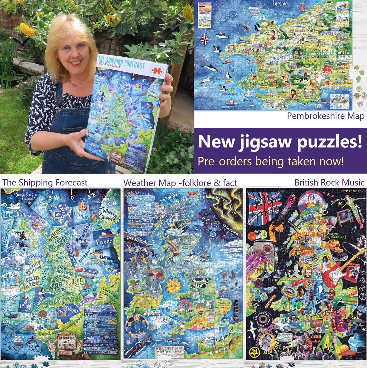 🧩At last! I'm taking pre-orders for a new range of high quality 1000-pc #jigsawpuzzles of some of my #paintings, inc this one of the #shippingforecast.
🧩See: janetomlinson.com/jigsaw-puzzles/  
#jigsawpuzzlelover #puzzles #maps #puzzlelover #jigsawpuzzleaddict #ilovepuzzles #lovejigsaws