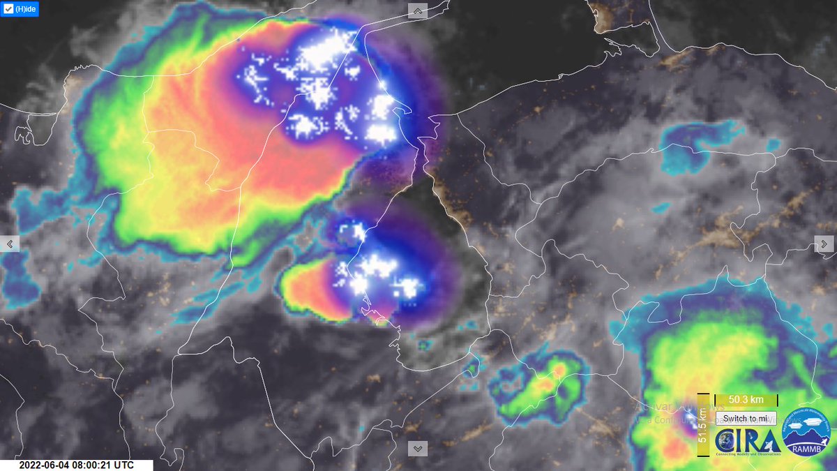 MeteoZulia's tweet photo. ⚠️🚨#Actualizacion #04Jun2022 04:30 HLV a esta hora un nucleo convectivo meso escala sobre los municipios #Mara #Guajira y #Losada con actividad electrica, posibles rafagas de viento y #Lluvias fuertes a localmente intensas, otro aislado sobre #ologa en #Catatumbo https://t.co/1f31AiJyKX