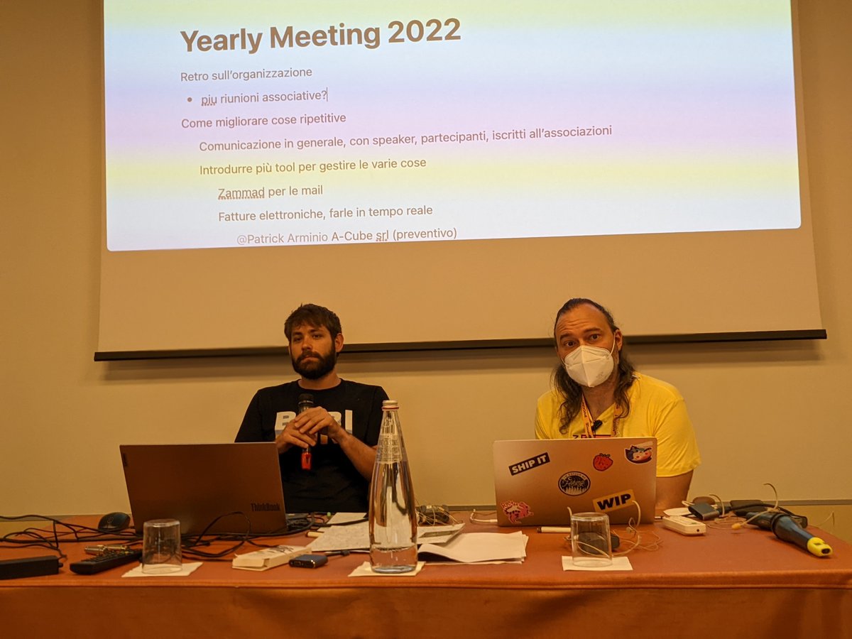 pauloxnet's tweet photo. This morning before the start of the second day of PyCon Italia 2022 we held the annual #meeting of the Python #Italia association 🇮🇹🐍
It was nice to meet after two years and share ideas and proposals to #help the local Italian #Python communities. 🫂🍻
#PyConIT2022 https://t.co/RM1tvRn3Ow