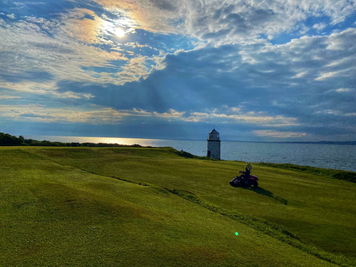3Andybarr's tweet photo. Early starts for @DJMcLaughlin9, myself and the team getting set for the all Ireland fisherman memorial cup yesterday @Greencastle1892 ⛳️ 
Hopefully everyone had a good day for a good cause. @LiamOKane2 
#greencastle #golfdonegal #greenkeepingireland #wildalanticway #sunrise https://t.co/YhZyvW9ppD
