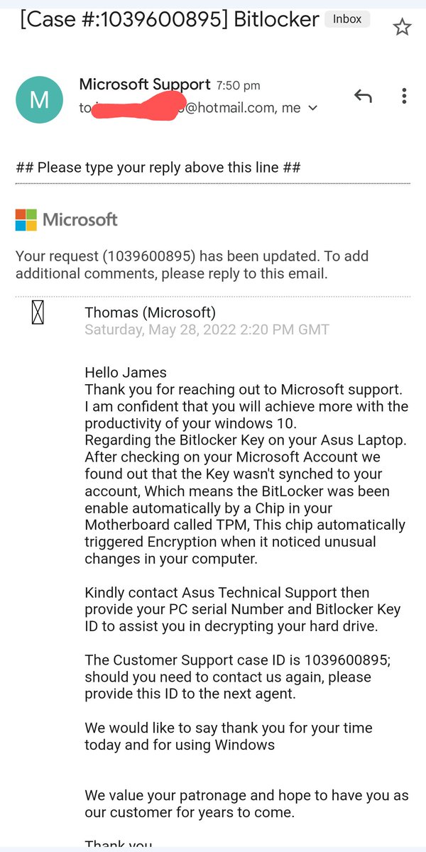 NagameseC's tweet photo. #ASUSIndia #asus Hi Asus, my Asus laptop Vivobook got locked automatically and it's asking for bit locker key. I have visited your service centre at Guwahati but they returned it without resolving it. I contacted Microsoft and they suggested me to contact Asus. Please help. https://t.co/JtsL00uO87