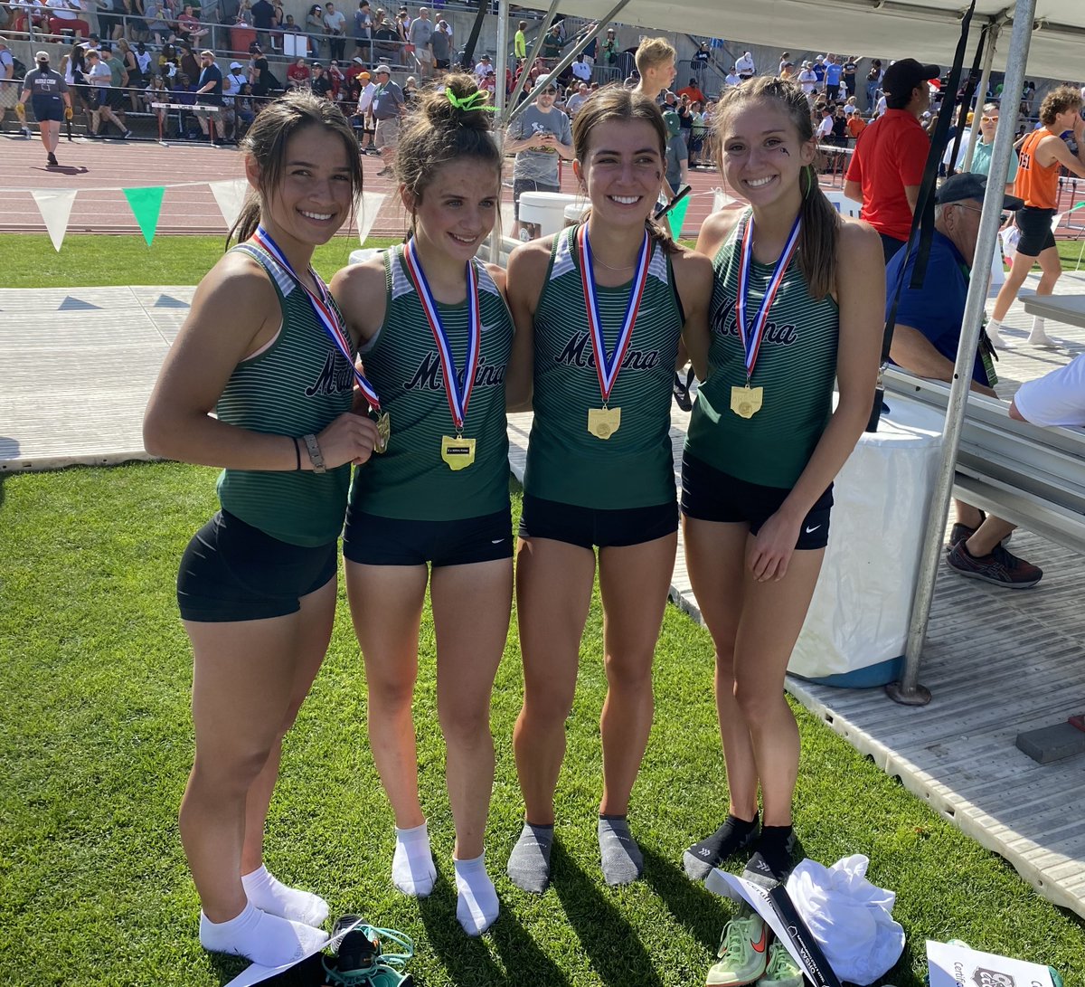 BrianDulik's tweet photo. @medinaathletics senior @RachelS04914536 is tied for 10th place in Medina County history with four career medals at the @OHSAASports state track meet … @jenna_razavi and @mia_heine are the first county runners to medal in the same relay in consecutive seasons since 2014 https://t.co/d3UifiOl4w