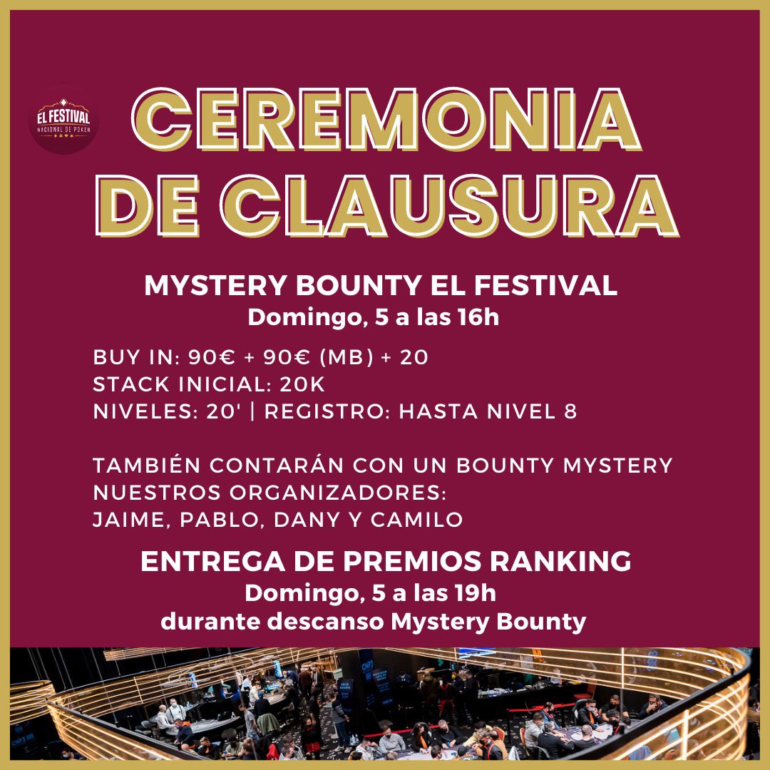 CNP_POKER's tweet photo. Si pensabas que estaba todo el pescado vendido en este @festival_poker  ‼️ERROR‼️ 
El domingo fin de fiesta con un Mystery Bounty y cuatro bountys especiales sobre las cabezas de @jaimethegaditan @Dany_Albert_ @predrado @CamiloCela 

Ah! Y la entrega de premios del ranking 🏆 https://t.co/ue1ttPqfFA