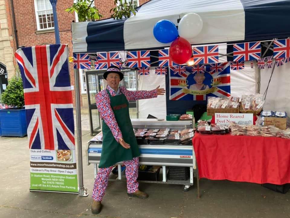 Ian's at the themed  #Morpeth #farmersmarket today!! #Jubilee #JubileeWeekend #PlatinumJubilee #shoplocal #northumberland