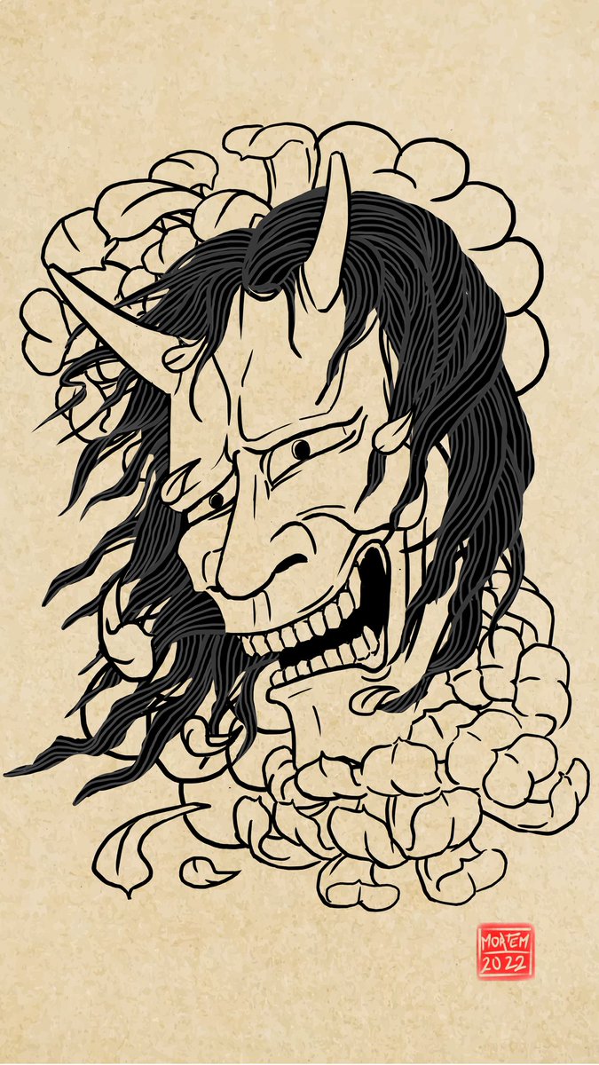 MORTEM52's tweet photo. Another one #tattoo #tattooart #irezumi #art #artwork #illustration #oni #hannya #wacom https://t.co/EUvDPMxrHp