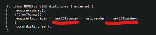 foxninjac71's tweet photo. looks like @goblintownwtfs has a function in the new mcgoblin combo contract called "NOMZ" that will allow the burgers to be burnt and possibly mint from a new contract in the future. They named the thing that sets the new contract as "daswitch" 🤔 https://t.co/txjtWBql52