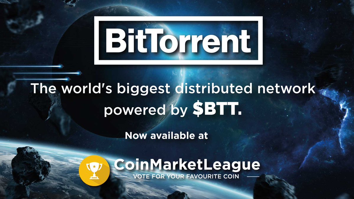 CML_Crypto's tweet image. We are happy to announce that @BitTorrent is now available at CoinMarketLeague 🥳 
 
#BitTorrent is Tokenizing the world’s largest decentralized file-sharing protocol with BTT.

🤝 Vote for $BTT at CoinMarketLeague.com/coin/bittorrent

📌 More Votes = #BTT higher in the weekly rankings!