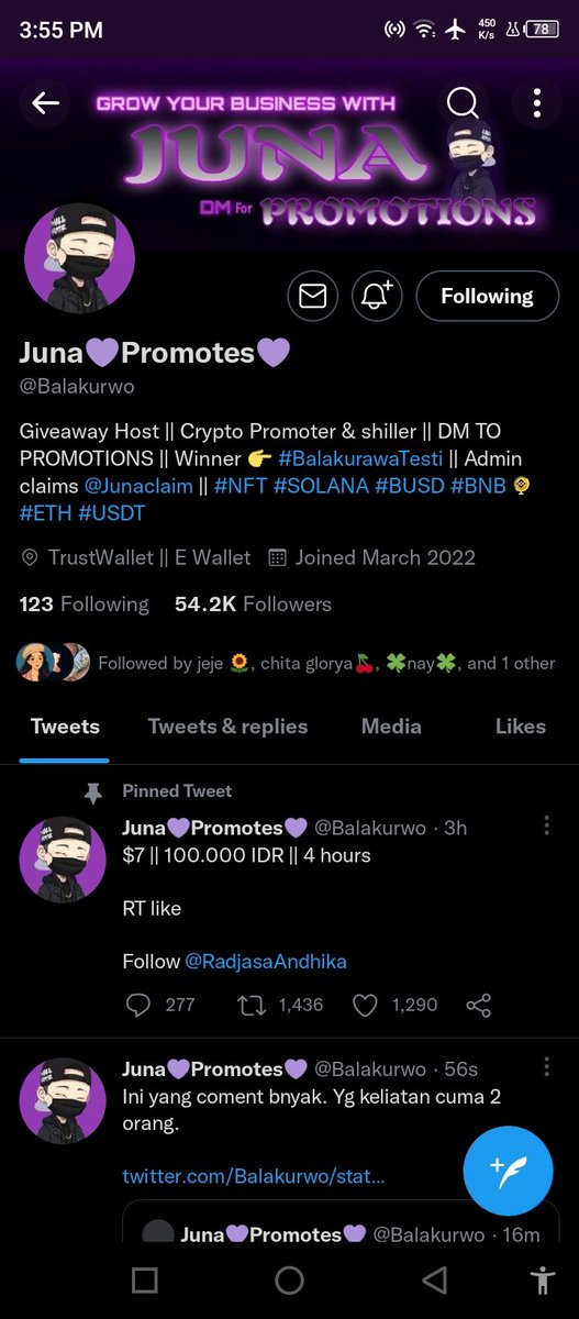Ryucityx_'s tweet photo. @TiarCrypto @Balakurwo Done https://t.co/chCL4dVowo