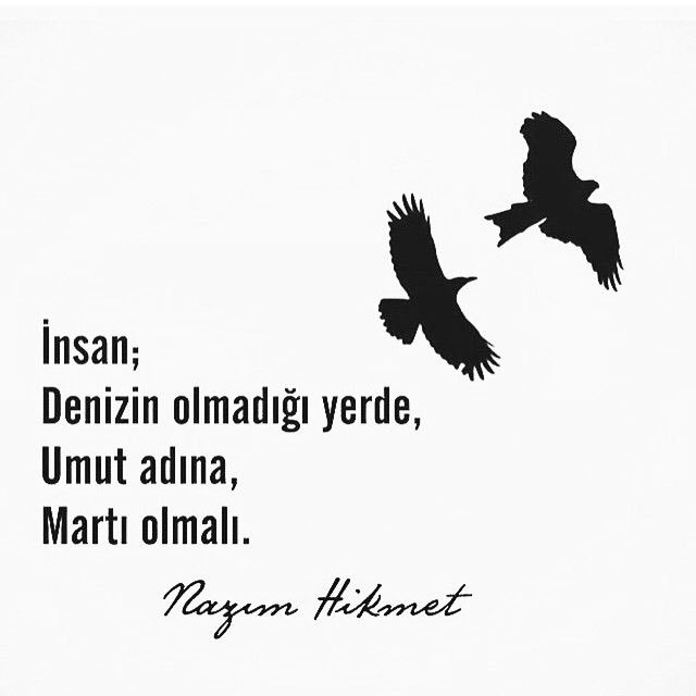 İnsan;
Denizin olmadığı yerde,
Umut adına,
Martı olmalı.

Rahmet ve özlemle..