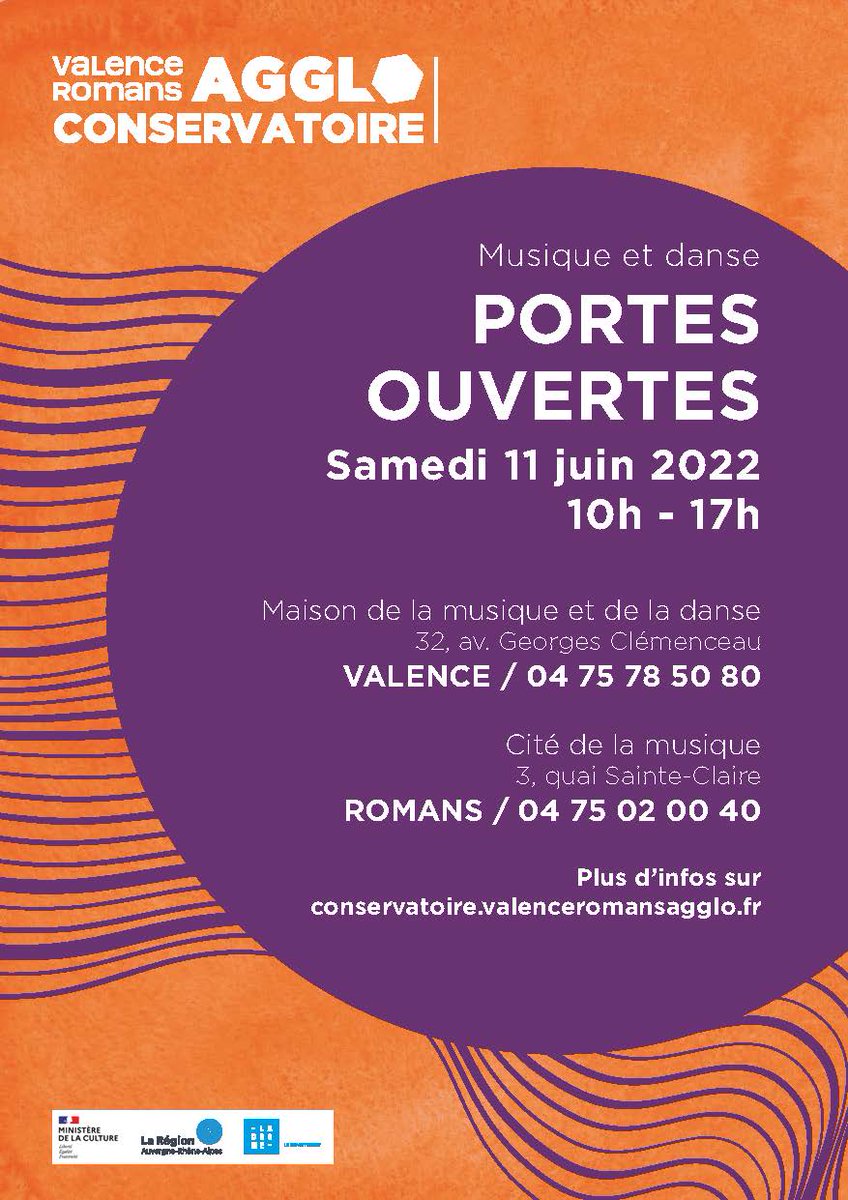 📣 Portes Ouvertes Conservatoire 📅 Samedi 11 juin, de 10h à 17h à #Valence et #Romans 👉 Découvrez l’étendue de l’enseignement artistique proposé par le Conservatoire à rayonnement départemental de #valenceromansagglo ! Plus d’infos par ici ➡️ vu.fr/DvbJ