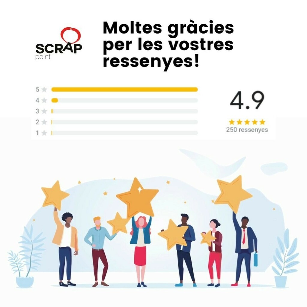 Moltes gràcies per les vostres ressenyes al nostre perfil de Google!

Cadascuna de les 250 ressenyes que tenim ens fa sentir orgullosos de la feina feta i de la confiança que ens teniu. 💪😎♻

#ScrapPoint #Tarragona #Chatarra #Ferralla #Scrap #ecology … instagr.am/p/CeYDoMttpN6/