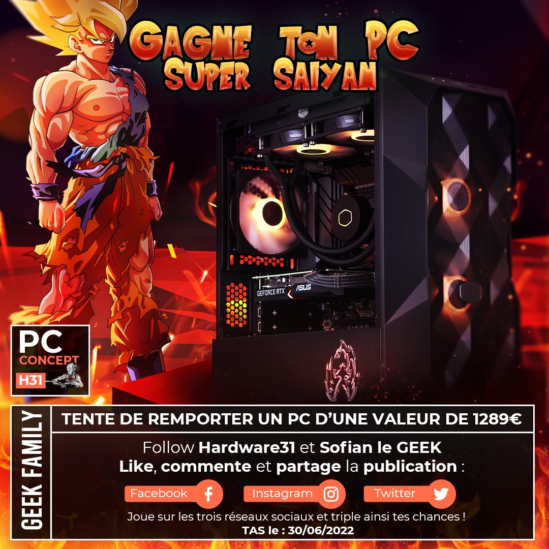 🎁 Tentez de GAGNER un PC Super Saiyan #DragonBall 🔥

Pour participer :
➡️ RT + LIKE
➡️ Follow <a href="/SofianLeGEEK/">Sofian Le GEEK</a> et <a href="/Hardware31AL/">Hardware31</a> 

Voici ma vidéo YouTube "UNBOXING" de mon PC #DBZ édition Badakkū :

▶️ youtu.be/gqoQovOEqkk
▶️ youtu.be/gqoQovOEqkk
