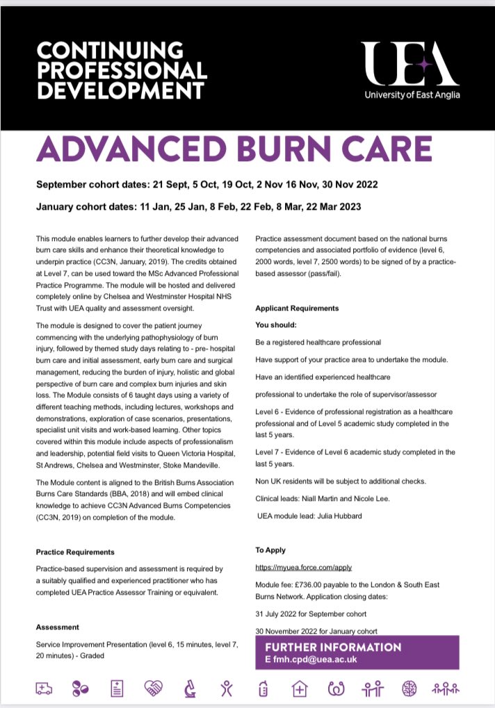 See the flyer for details on the advanced burns module @uniofeastanglia