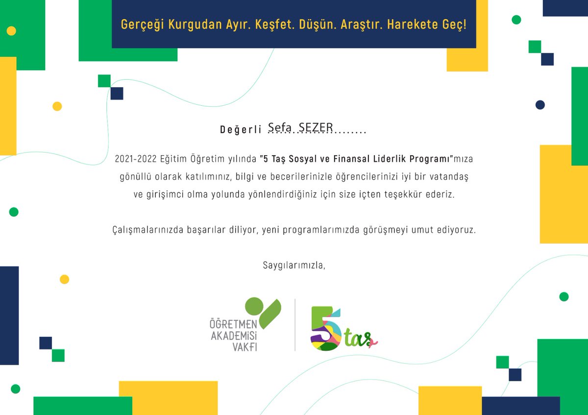 sefasezerr's tweet photo. @orav2008 #ÖğretmenAkademisi tarafından #5Taş Sosyal ve Finansal Liderlik kamp sürecindeki çalışmamızın en başarılı bulunduğu kategori  “#SosyalSorumluluk” olarak belirlenmiştir. Bizlere bu imkanı sağlayan değerli #ORAV ailesine teşekkürlerimizi sunuyoruz. #HayatBoyuÖğreniyorum🇹🇷 https://t.co/QdBLVgXQ6v