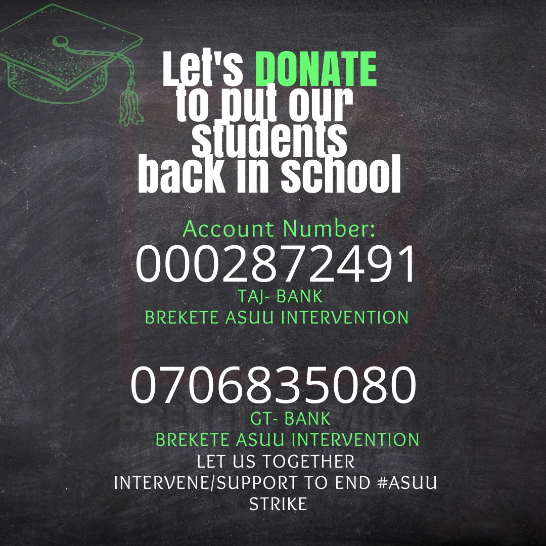 OrdinaryGcon's tweet image. THE GTBANK ACCOUNT DETAILS IS NOW ADDED.
                  070 68 35 080                      
                     GT- BANK
ACCT. NAME: BREKETE ASUU INTERVENTION

#OrdinaryPresident