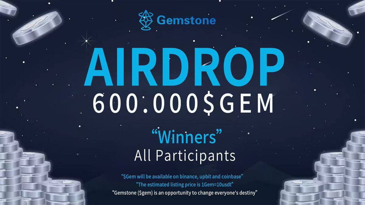 ChinaWhales's tweet image. 🚀 Airdrop: Gemstone ($GEM)
🔥 Reward pool:600.000 $GEM
🎁 Joining Reward: 100 $GEM  each
👥 Refferal Reward: 100
 $GEM each
💰 Winners: All user are winnners
🚧 Rate: ⭐️⭐️⭐️⭐️⭐️
📅 Distribution Date: instant in your wallet

🚨Airdrop Link: gemstone.ink/index/index/in…