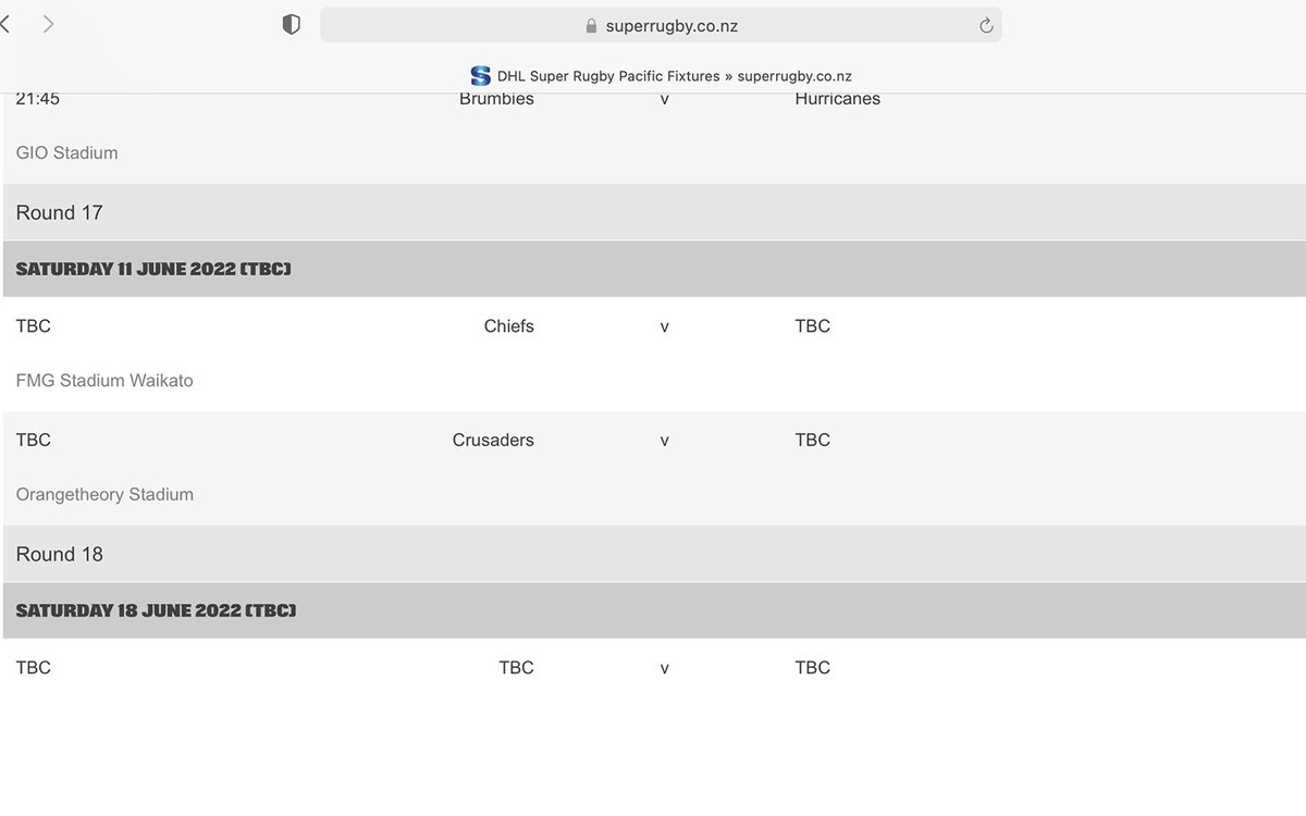 Michael Bradley (@mbphotonz) on Twitter photo Would be great if the <a href="/SuperRugbyNZ/">Super Rugby NZ</a> semi was in Hamilton - but think the Blues might have something to say about it. This as of 9.20pm tonight. Wonder if the Chiefs can start selling tickets. Would be great if the <a href="/SuperRugbyNZ/">Super Rugby NZ</a> semi was in Hamilton - but think the Blues might have something to say about it. This as of 9.20pm tonight. Wonder if the Chiefs can start selling tickets.