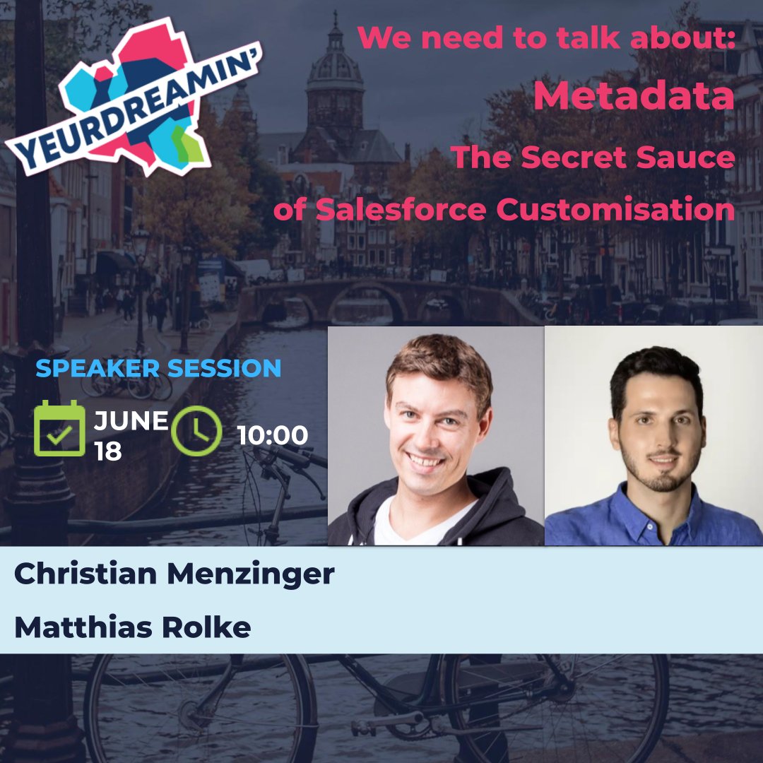 Christian Menzinger (@chris_menzinger) on Twitter photo Want to visit Amsterdam, an amazing city?
Want to chat in-person with the #TrailblazerCommunity?
Want to learn sth. new about <a href="/salesforce/">Salesforce</a>?
Come and see <a href="/mr_amtrack/">Matthias Rolke</a> and me explaining, discussing, ranting and nerding around Salesforce Metadata.
<a href="/YeurDreamin/">YeurDreamin'</a> is the place to be! Want to visit Amsterdam, an amazing city?
Want to chat in-person with the #TrailblazerCommunity?
Want to learn sth. new about <a href="/salesforce/">Salesforce</a>?
Come and see <a href="/mr_amtrack/">Matthias Rolke</a> and me explaining, discussing, ranting and nerding around Salesforce Metadata.
<a href="/YeurDreamin/">YeurDreamin'</a> is the place to be!